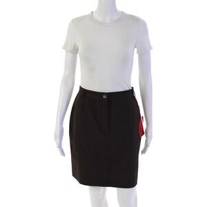 Max & Co Womens Striped Zippered Casual Straight Lined Skirt Brown Size 42